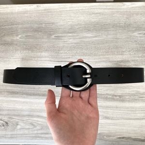 MANGO Black Leather Belt S Size